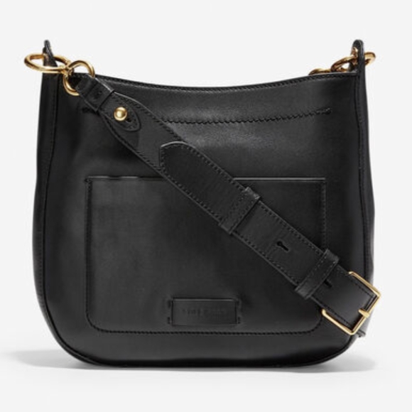 Cole Haan Zoe Crossbody Purse Black Leather Goldtone Hardware Adjustable Strap - Picture 15 of 16